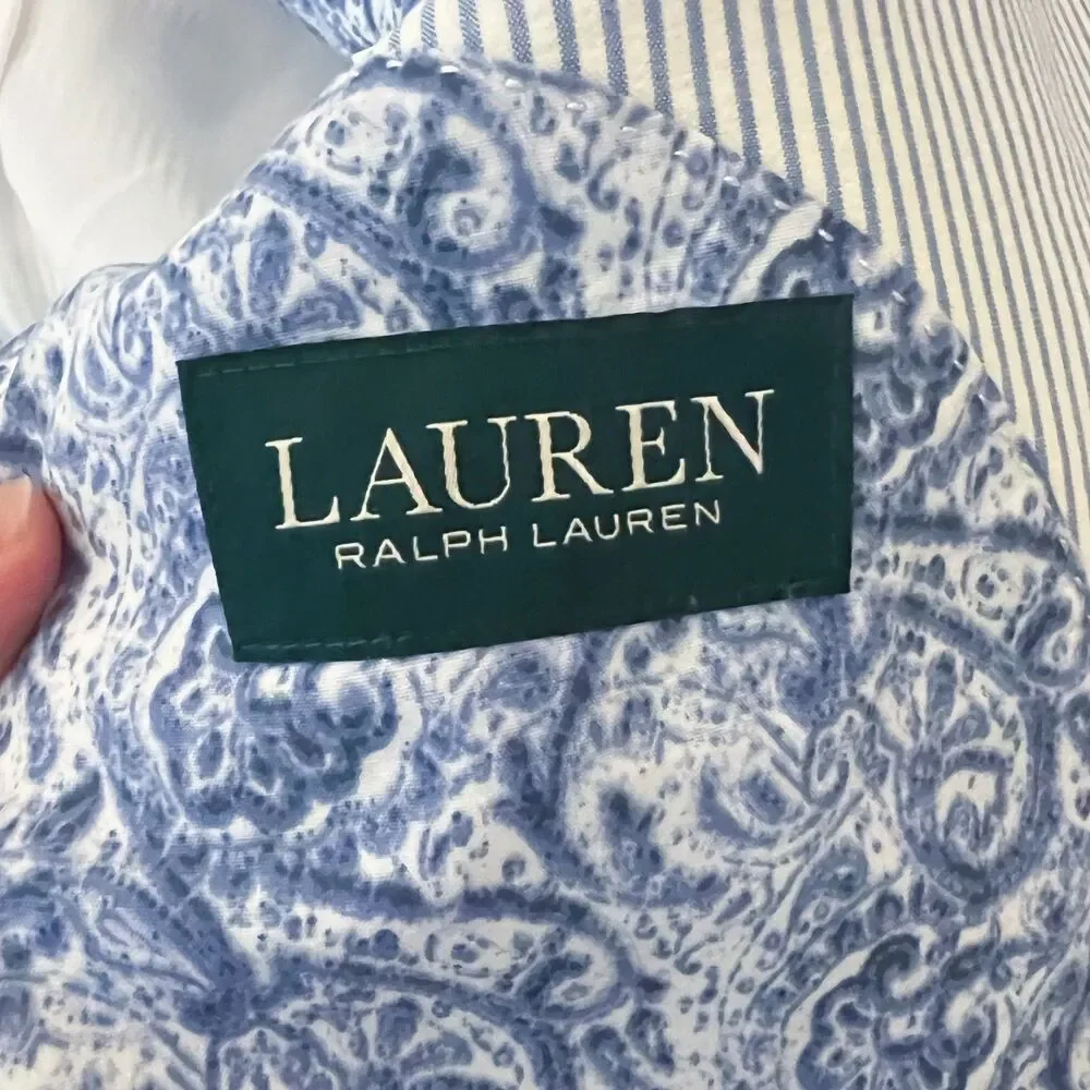 Lauren Ralph Lauren Lexington Blazer Jacket Blue White Striped Men's Size 38R